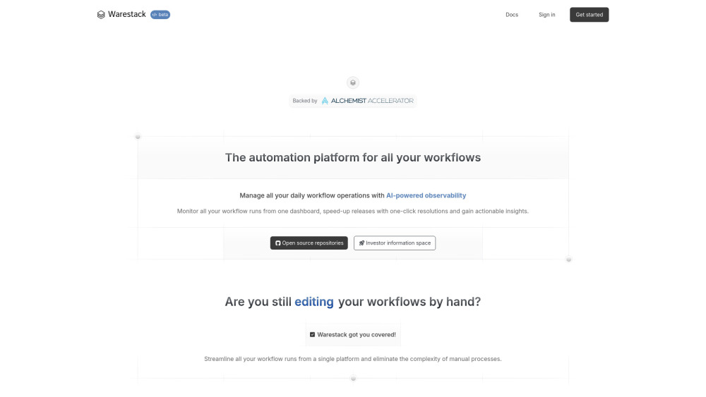 Warestack website screenshot