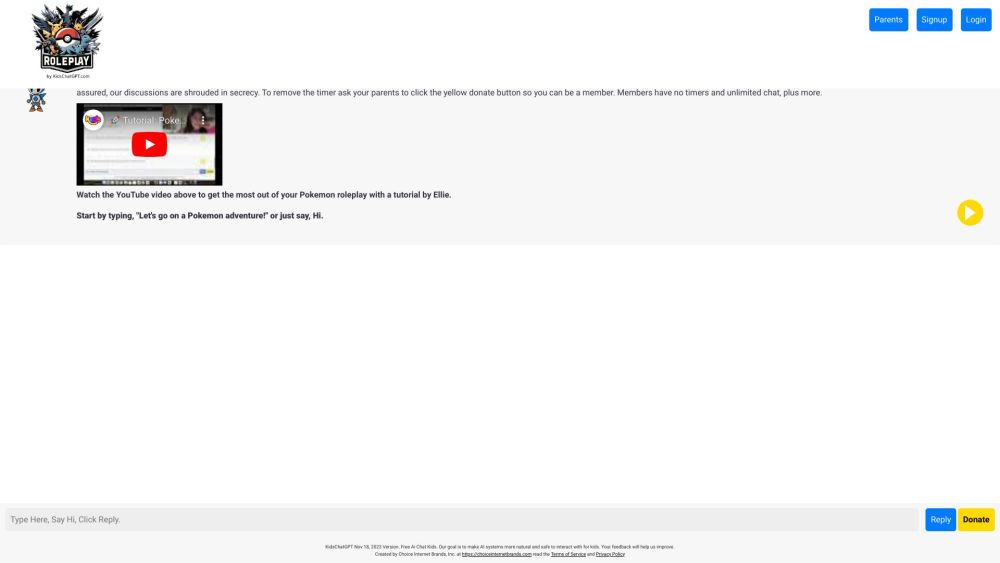 RoleplayPokemon.com website screenshot
