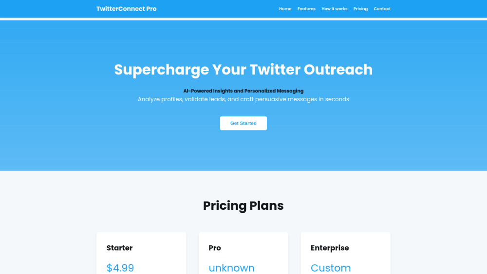 TwitterConnect Pro website screenshot