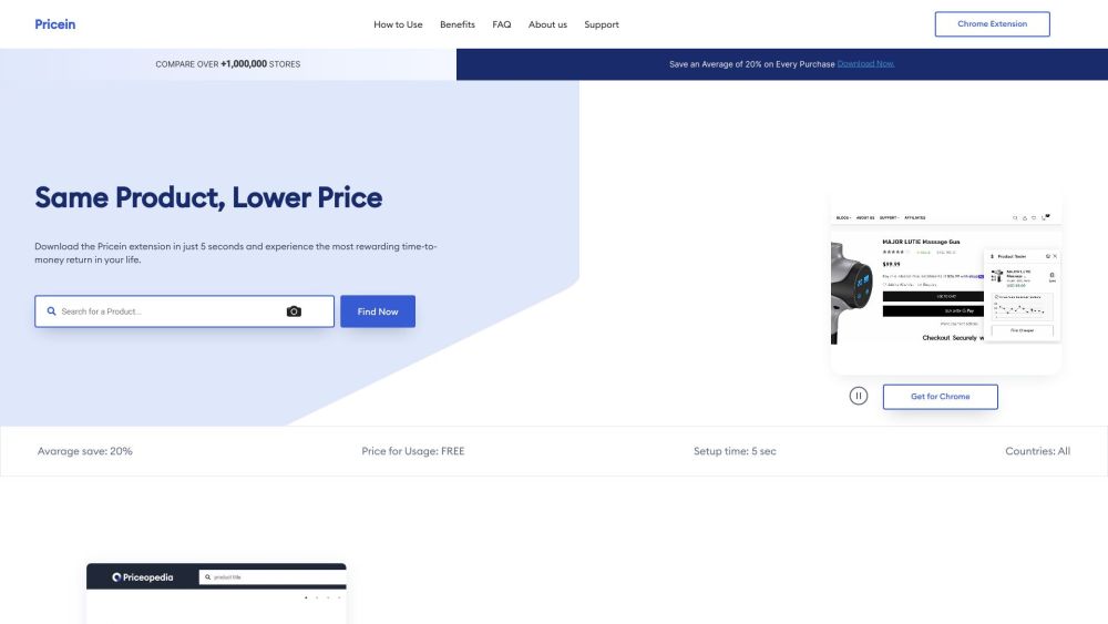 Pricein website screenshot