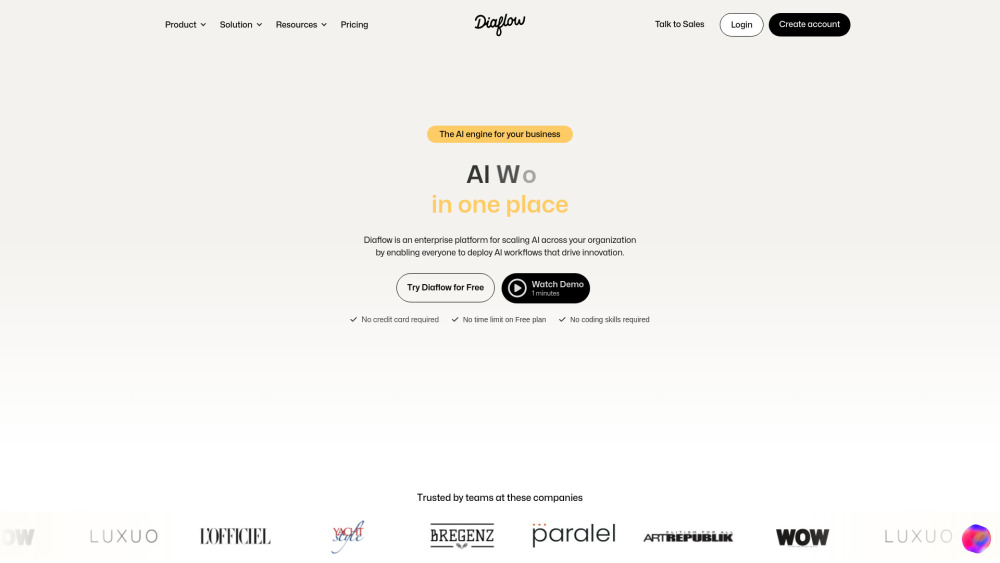 Diaflow website screenshot