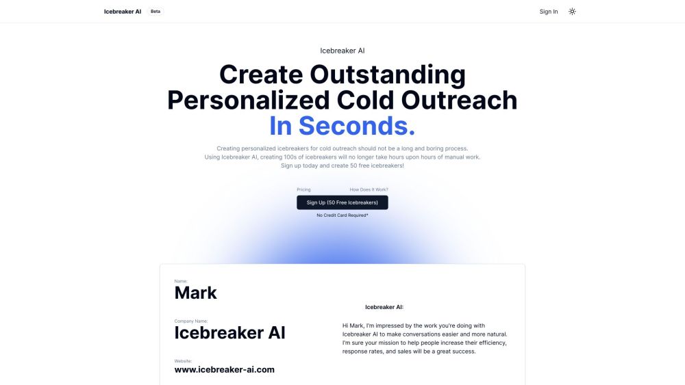 Icebreaker AI website screenshot