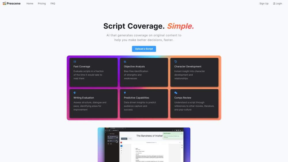 Prescene website screenshot
