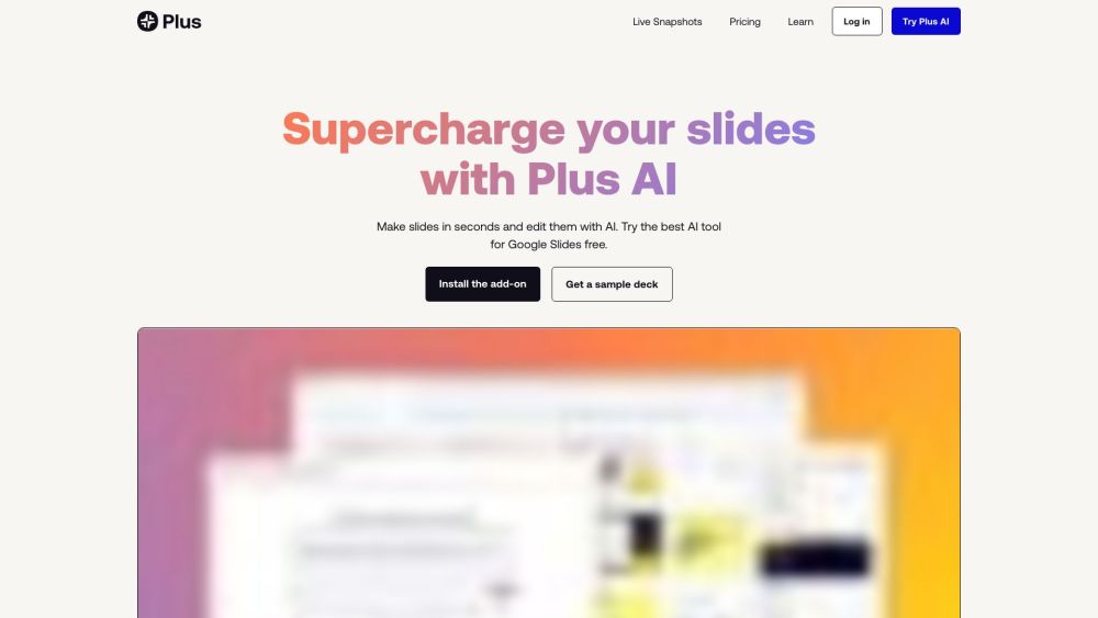 Free Market Research Report From Plus Ai website screenshot