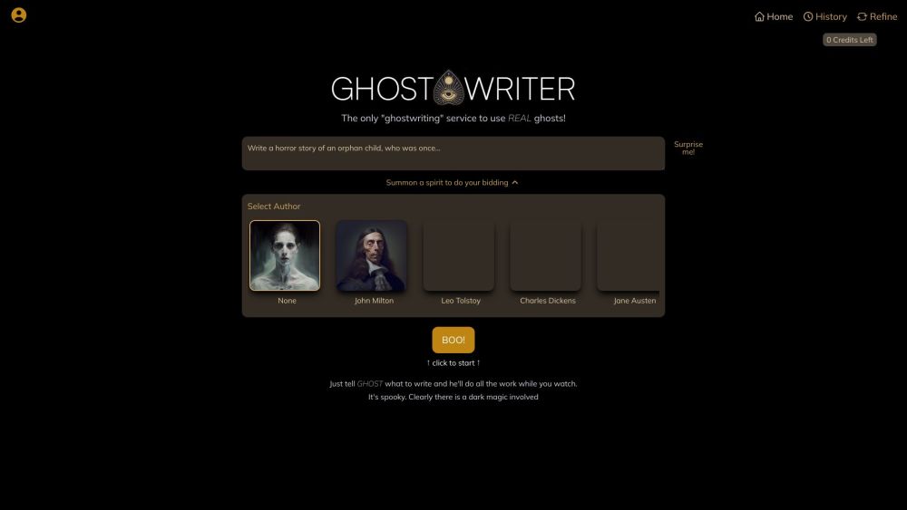 Ghostwriting website screenshot
