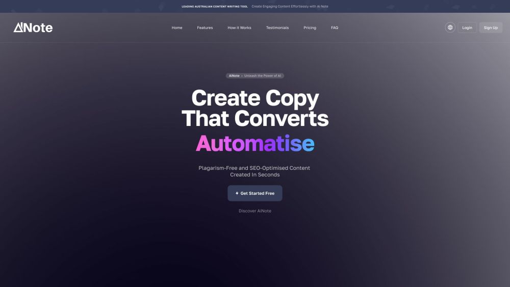 AiNote website screenshot