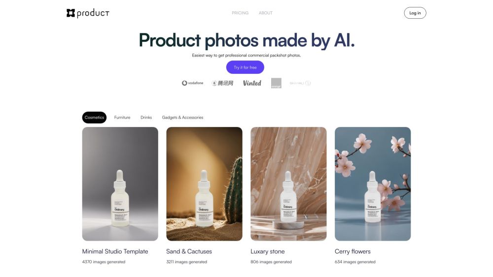 Productai Professional Commercial Product Photos website screenshot