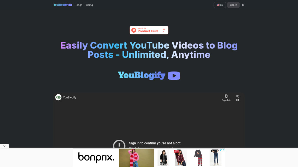 Youblogify website screenshot