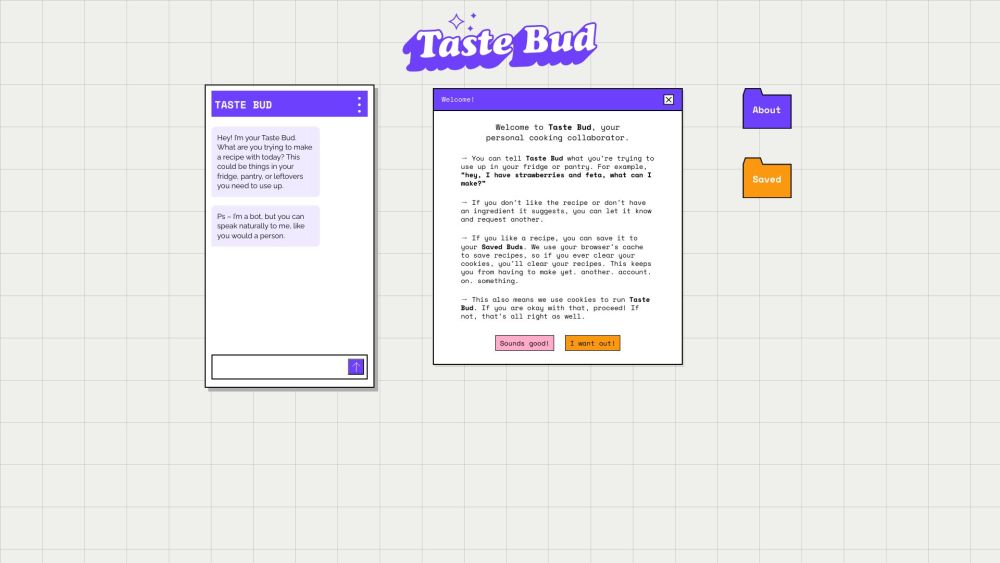 Taste Bud website screenshot