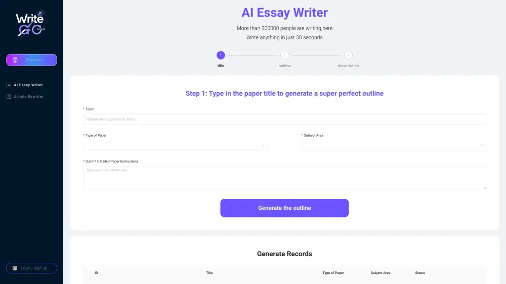 WriteGo.AI website screenshot