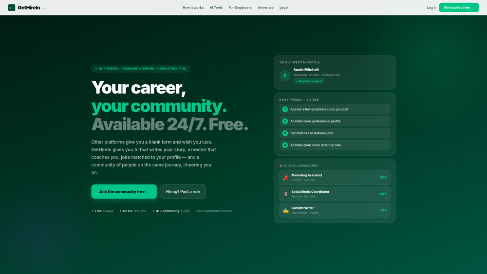 Gethirein website screenshot