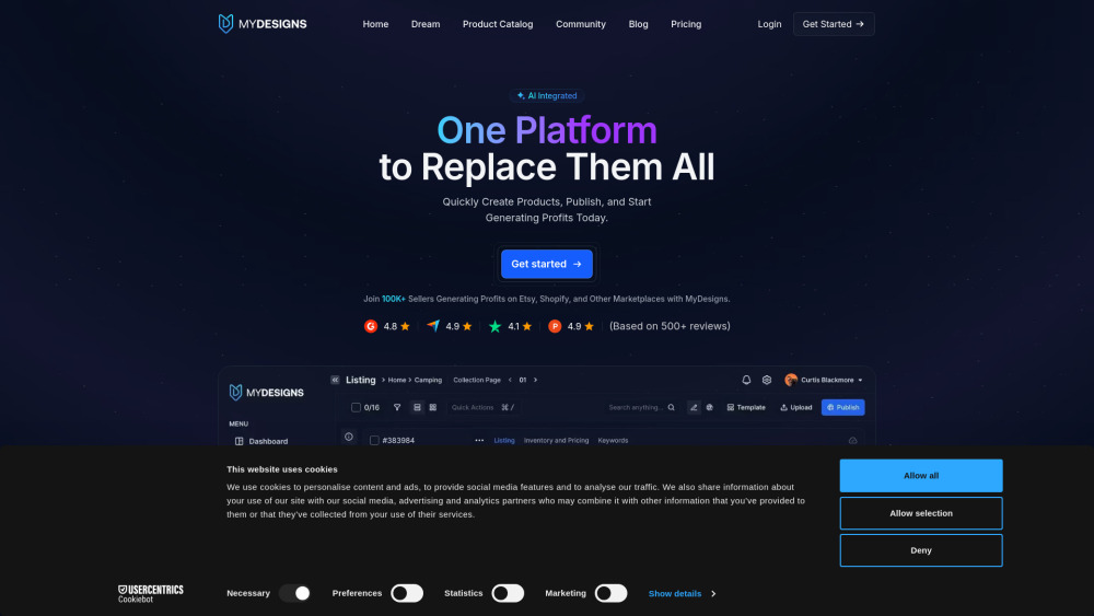 Mydesigns Io website screenshot