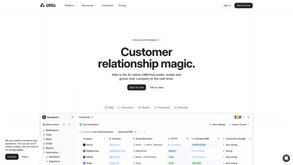 Attio website screenshot