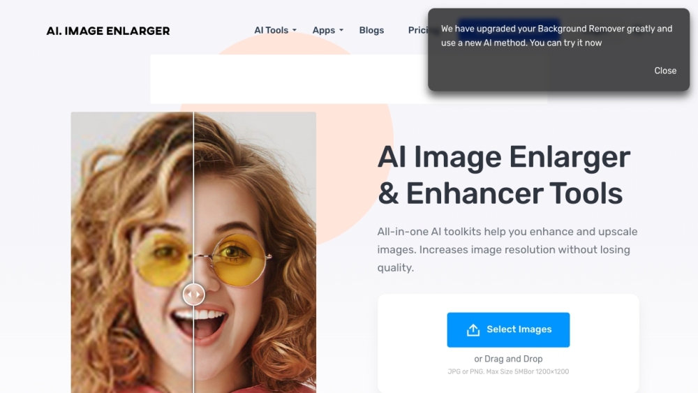 Ai Image Enlarger website screenshot
