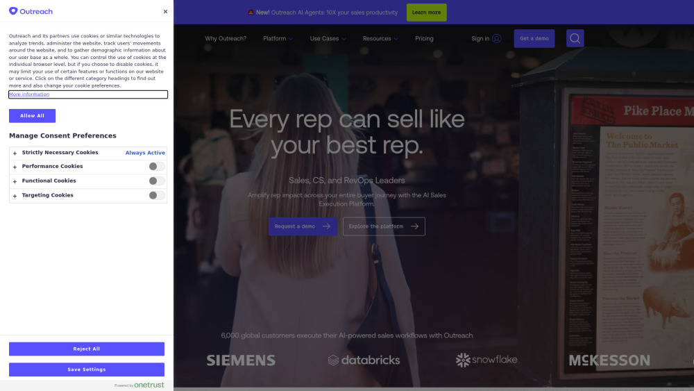 Outreach website screenshot