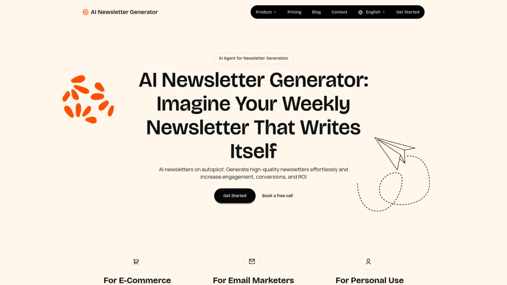 Ai Newsletter Generator website screenshot