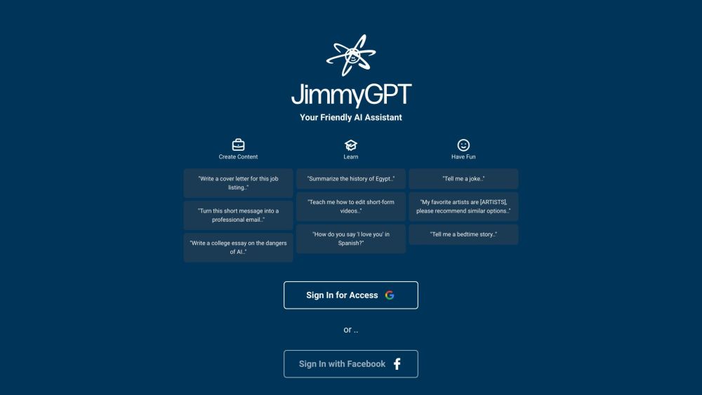JimmyGPT website screenshot