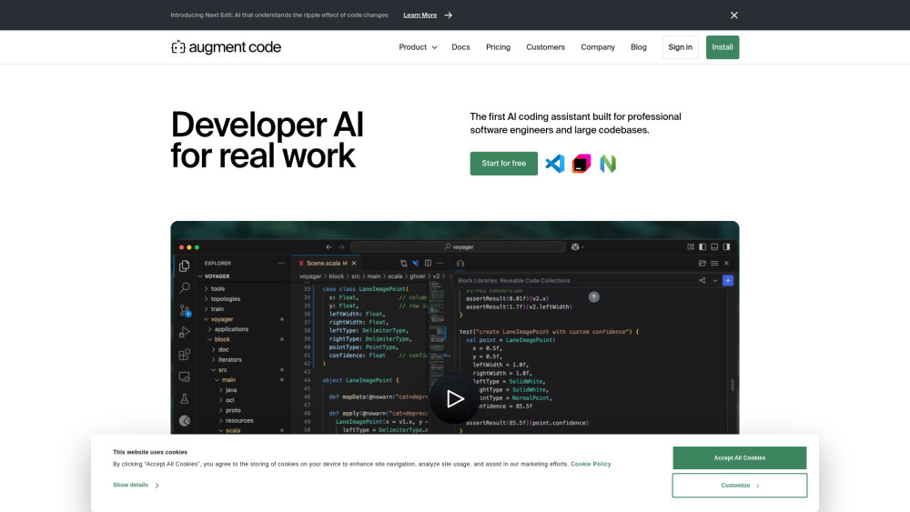 Augment Code website screenshot