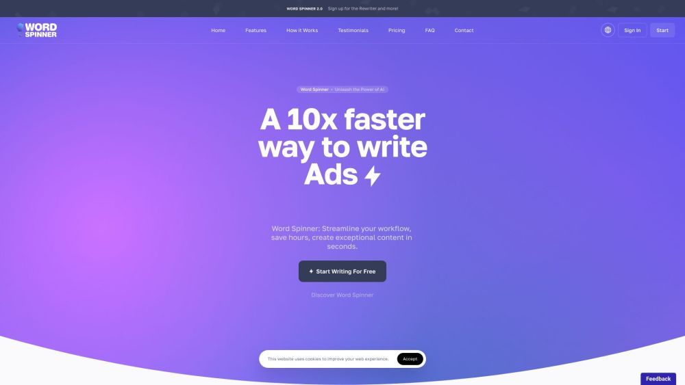 Word Spinner website screenshot