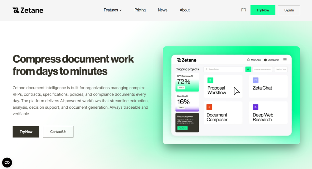 Zetane Systems website screenshot