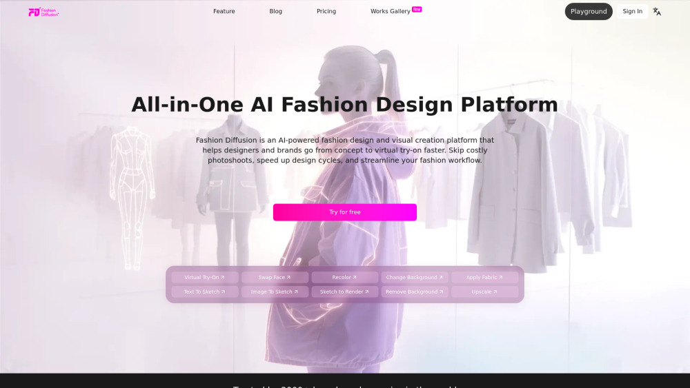 Fashion Diffusion Ai website screenshot