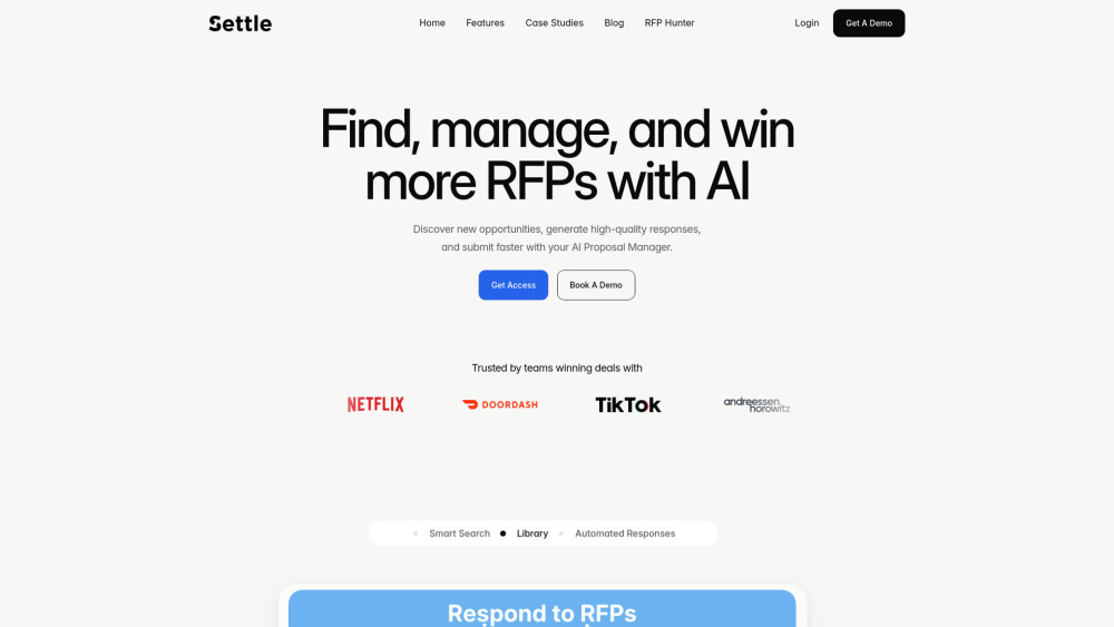 Settle website screenshot