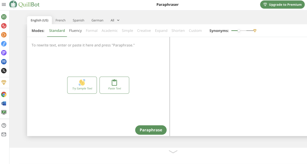 Quillbot Paraphraser website screenshot