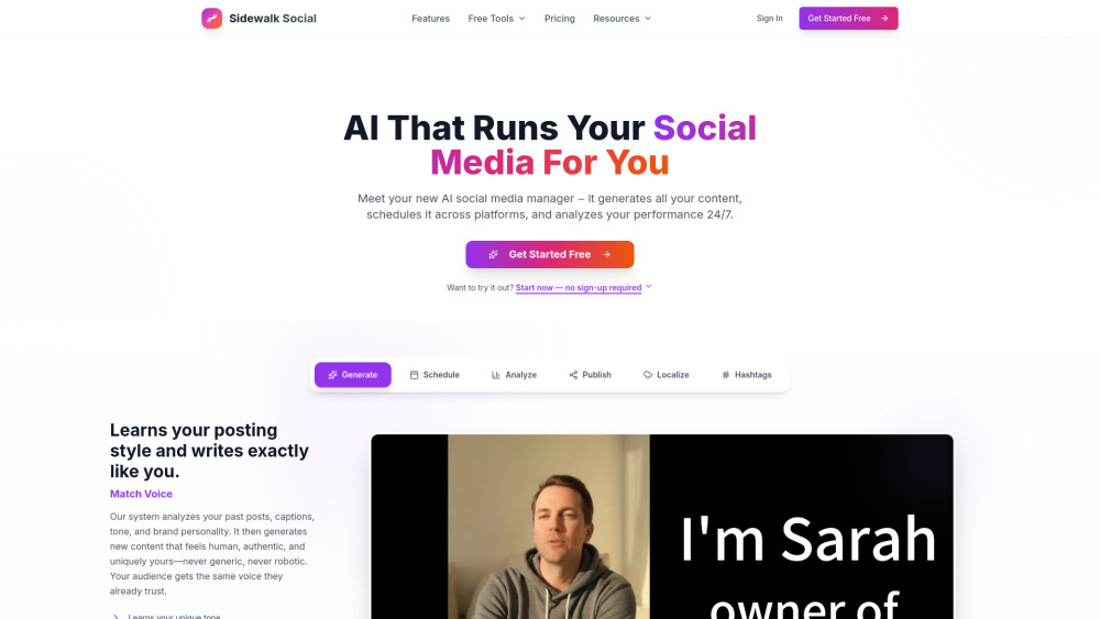 Sidewalk Social website screenshot