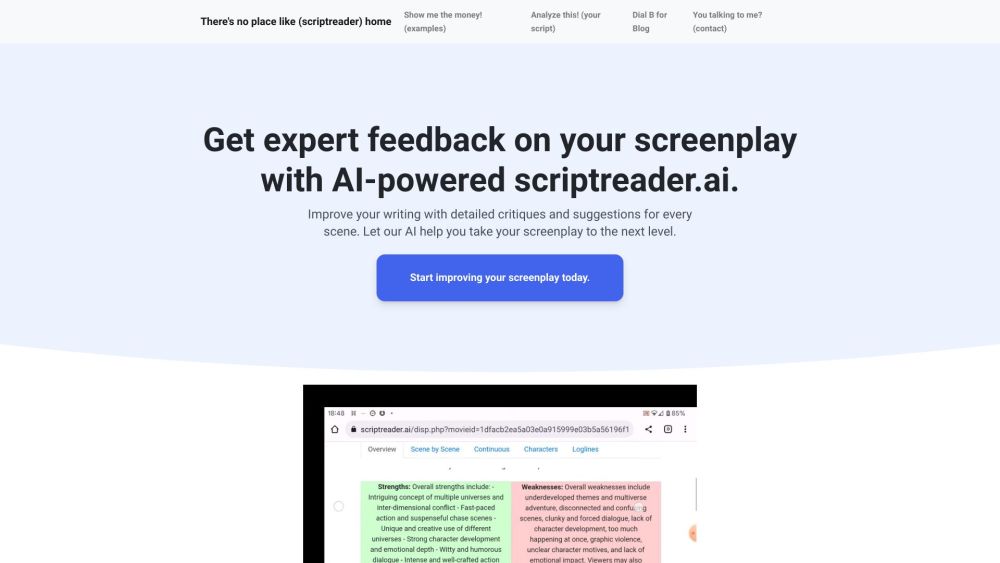 Script Reader Ai website screenshot