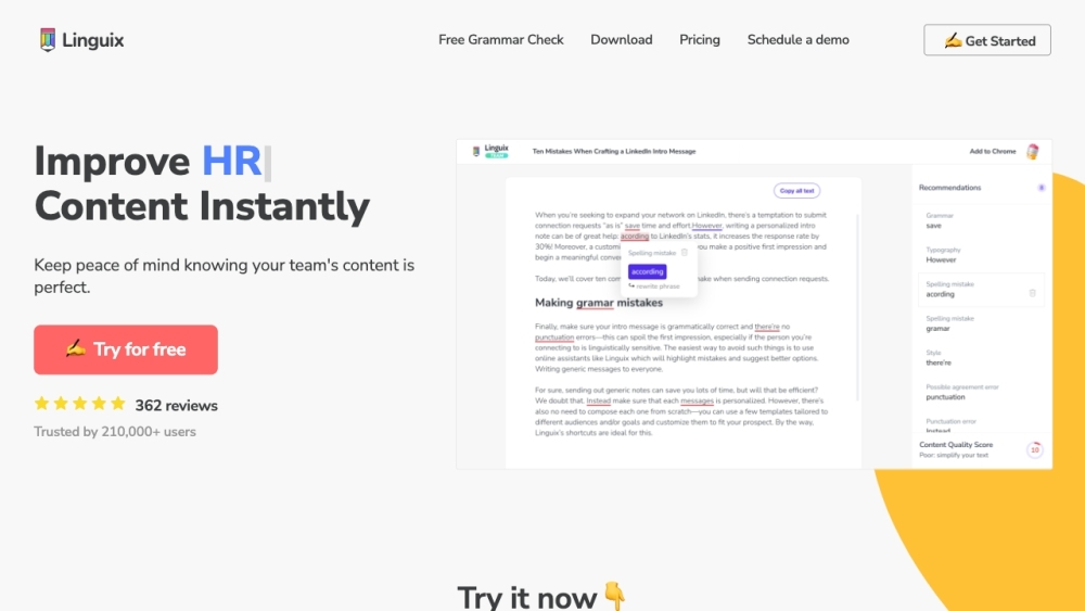 Linguix website screenshot