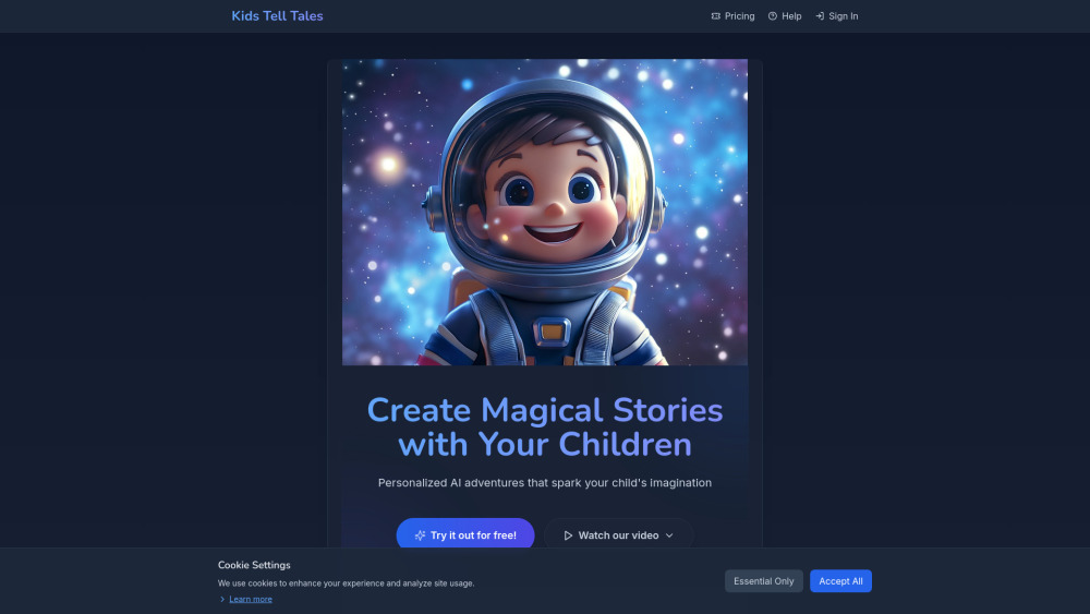Kids Tell Tales website screenshot