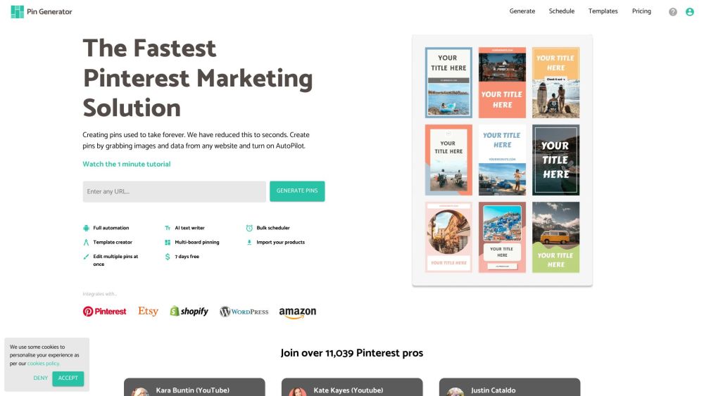 Pingenerator Com website screenshot