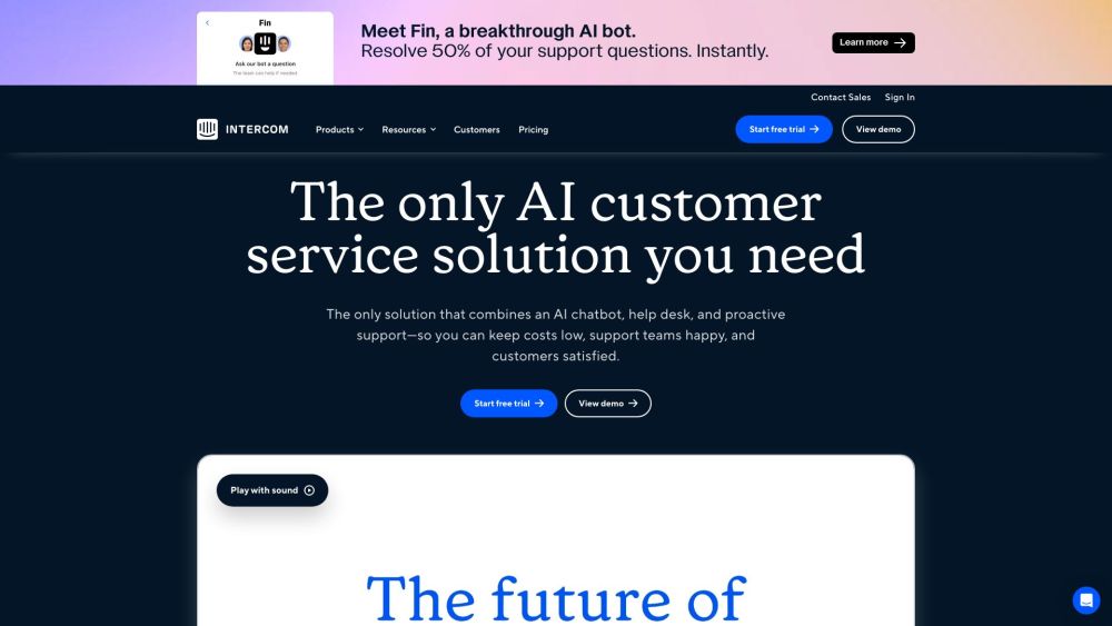 Intercom website screenshot