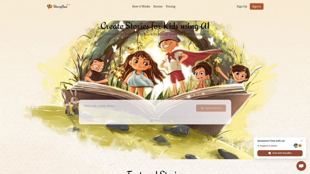 Storybee website screenshot