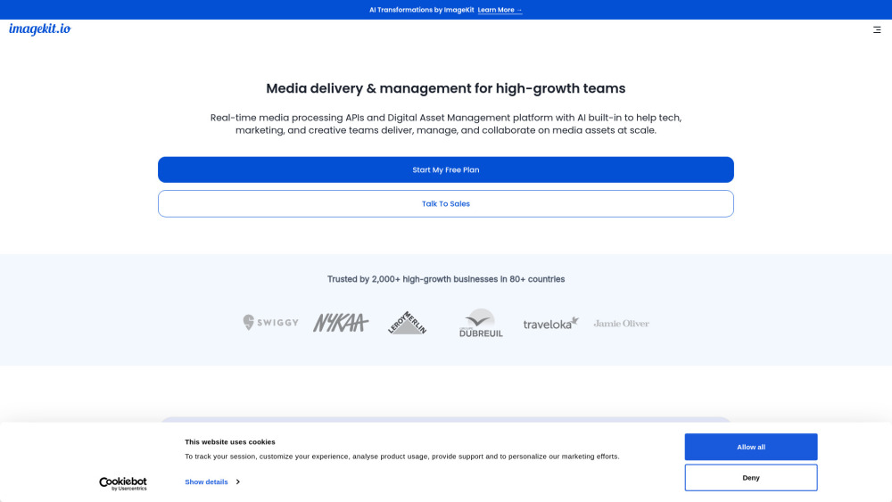 Imagekit website screenshot