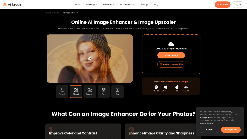 Airbrush Ai Image Enhancer website screenshot