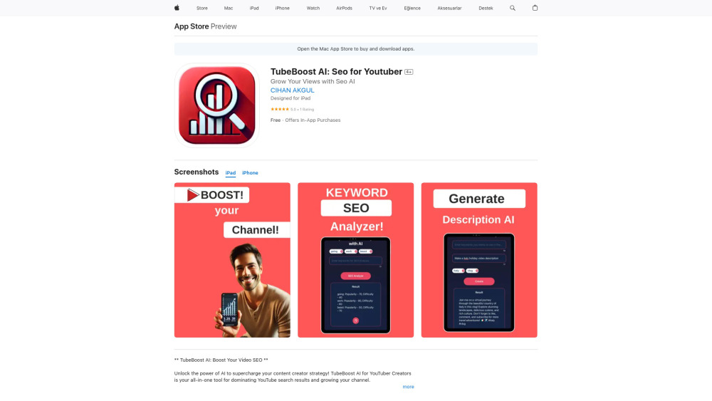 Tubeboost Ai Seo For Youtuber website screenshot