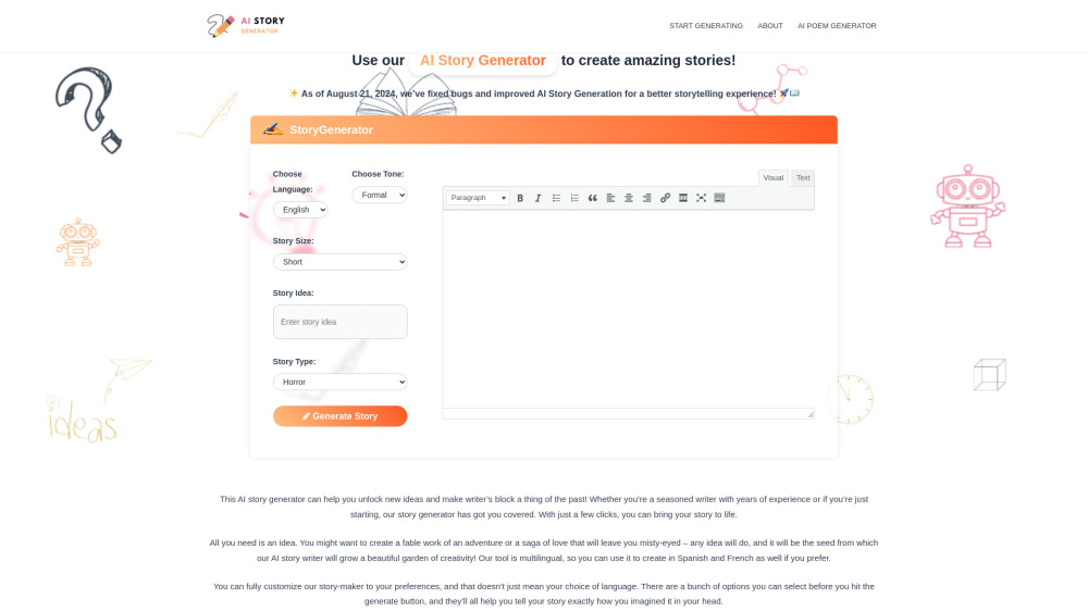 StoryGenerate website screenshot