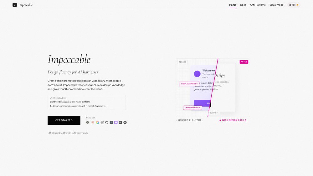 Impeccable website screenshot
