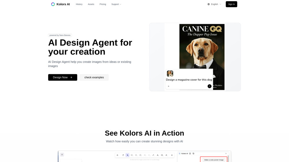 Kolors Ai website screenshot