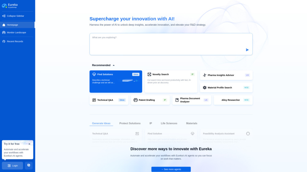 Patsnap Eureka website screenshot