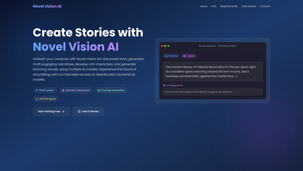 NovelVision website screenshot