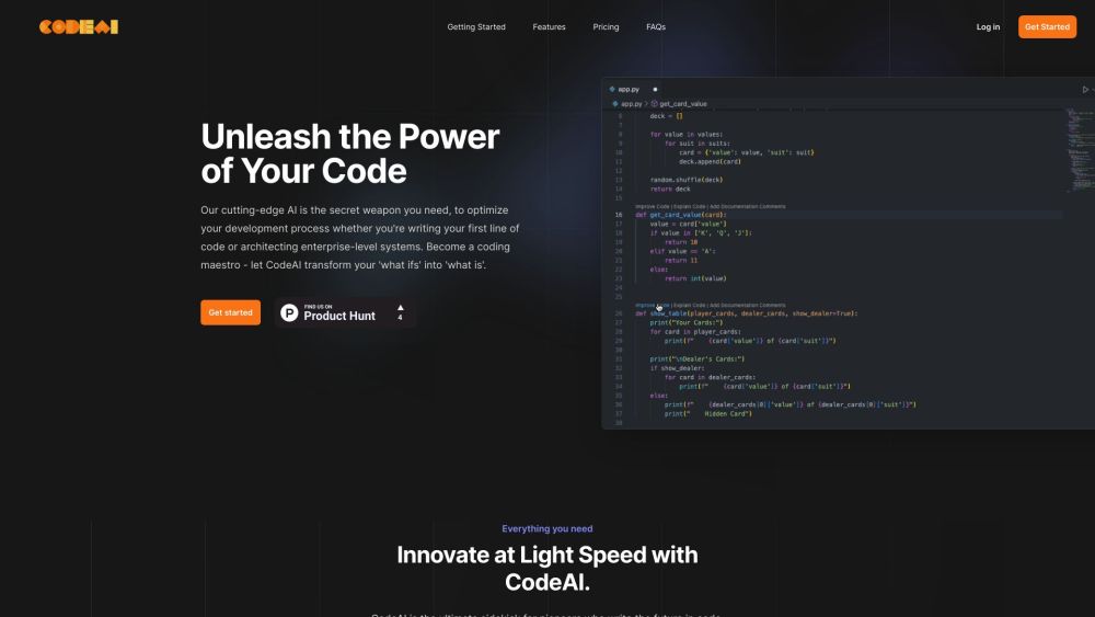 Codeai website screenshot