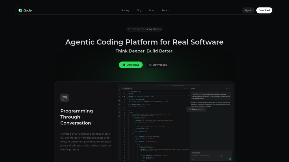 Qoder website screenshot