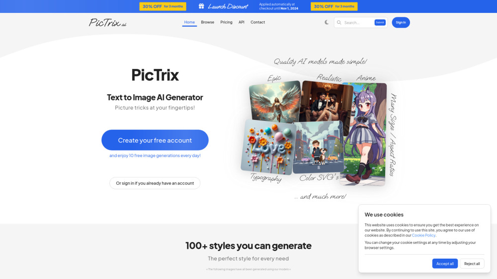 Pictrix Ai website screenshot