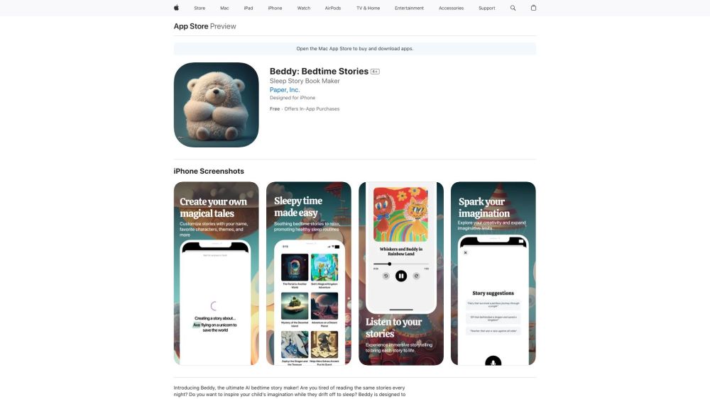 Beddy: Bedtime Stories website screenshot