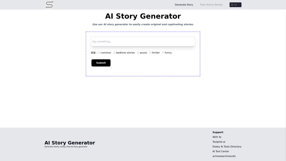 Story Net Ai website screenshot