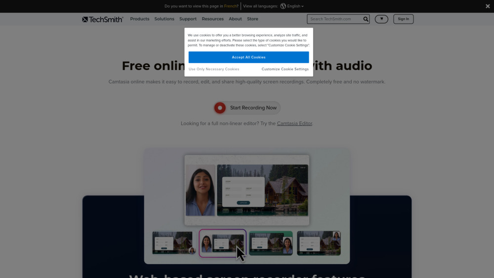 Camtasia Online website screenshot