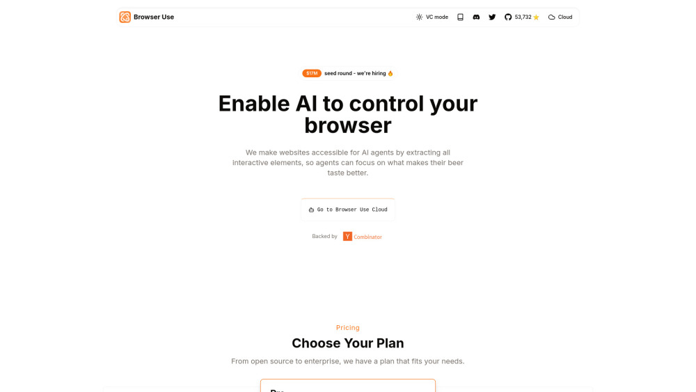 Browser Use website screenshot
