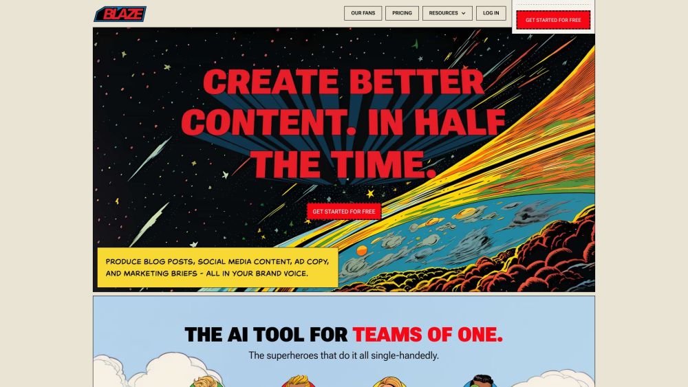 Blaze website screenshot